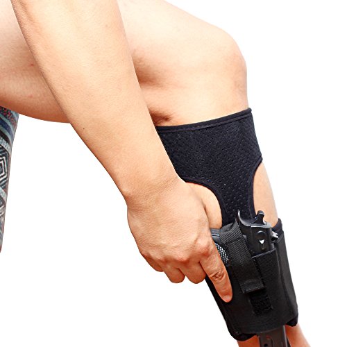 Gexgune Knöchel Holster für verdeckte tragen 1PC atmungsaktive verstellbare Bein tragen Pistole Pistole Holster mit Magazin Beutel für G1ock 27,42,43. Schwarz von Gexgune