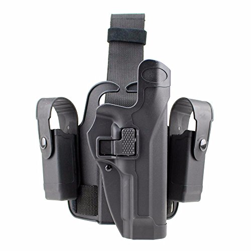 Gexgune Tactical Beinholster Rechte Hand Paddle Drop Oberschenkel Pistolenhalfter mit Druckknopf Magazin Taschenlampe Tasche für G1ock 17/19/22/23/31/32 (2 Farben optional) von Gexgune