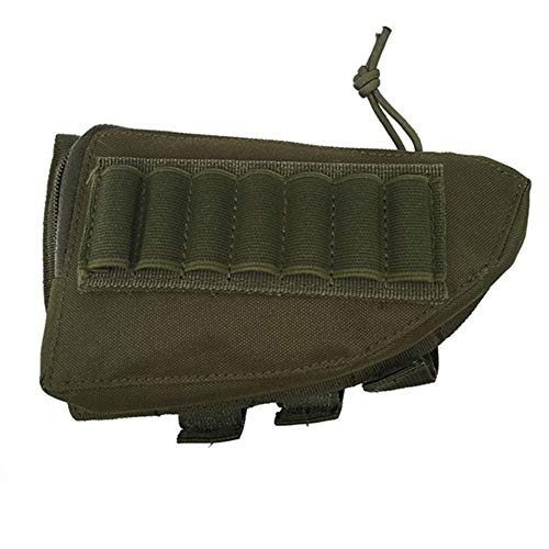 Gexgune Tactical Buttstock Schrotflinte Gewehr Lager tragbare Tasche Shell Patrone Halter Tasche Halter Wangen Leder Pad (Grün) von Gexgune