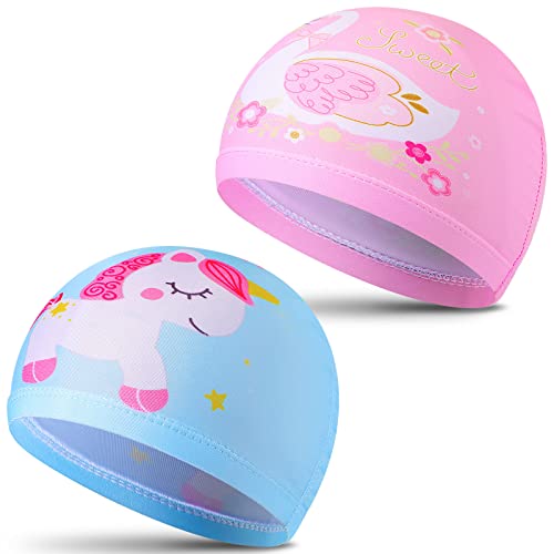 Badekappen Kinder 2 Stück Karikatur Einhorn Schwan Gedruckt Schwimmkappe Rosa und Blaue Schwimmhaube für Lange und Kurze Haare Jugend Jungen Mädchen Badekappen Kinder 2 Stück Karikatur Einhorn Schwan Gedruckt Schwimmkappe Rosa und Blaue Schwimmhaube für Lange und Kurze Haare Jugend Jungen Mädchen von Geyoga