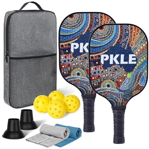 Pickleball-Schläger 2er-Set, Fiberglas-Pickleball-Schläger für Erwachsene, leichtes Pickleball-Set für Anfänger und Profis(Color:f) von Ghgfher