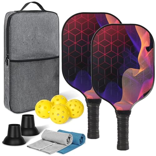 Pickleball-Schläger 2er-Set, Fiberglas-Pickleball-Schläger für Erwachsene, leichtes Pickleball-Set für Anfänger und Profis(Color:k) von Ghgfher