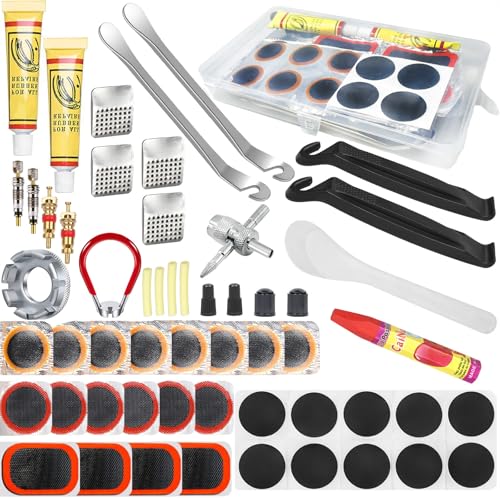Ghguole Fahrrad ReifenFlickzeug Reparaturset,57 Stück Fahrrad Flickset,Fahrrad Schlauch Patch Kit mit 30 Flicken,Tragbarer Aufbewahrungsbox für Radfahrer/Moto/BMX/Geländefahrzeuge/Aufblasbaren Gummi Ghguole Fahrrad ReifenFlickzeug Reparaturset,57 Stück Fahrrad Flickset,Fahrrad Schlauch Patch Kit mit 30 Flicken,Tragbarer Aufbewahrungsbox für Radfahrer/Moto/BMX/Geländefahrzeuge/Aufblasbaren Gummi von Ghguole