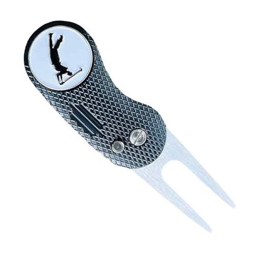 Metal Golf Divot Tool with Magnetic Ball Marker, Portable Foldable Green Repair Tool, Practical Accessories for Putting Green, Ideal for Men and Women Durable Golf Divot Repair Tool with Magnetic Mark von Ghjkldha