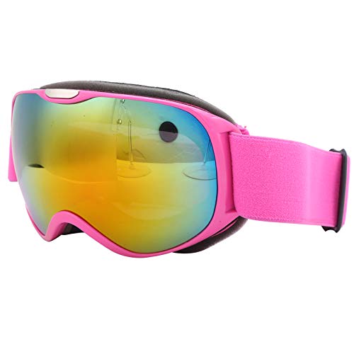 Ghzste Kinder-Skibrille mit Doppellagiger PC-Linse, Winddicht, Beschlagfrei Zum Klettern und Schneesportbrille für Wintersport (Rosa) von Ghzste