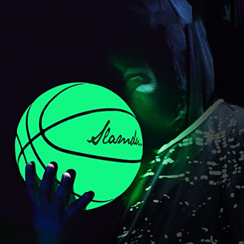 Im Dunkeln leuchtender Basketball, Größe 7, reflektierender Basketball mit Netztasche, leuchtender holografischer Basketball, leuchtendes Basketball-Geschenk für Jugendliche und Er von Ghzste
