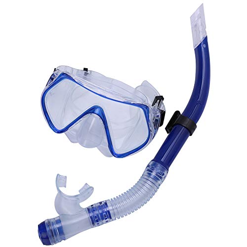Schnorchel-Tauchmaske mit Trockenem Atmen Schnorchel, Schnorchel Ausrüstung, Tauch Maske Schnorchel Masken Set für Erwachsene (Blau) von Ghzste