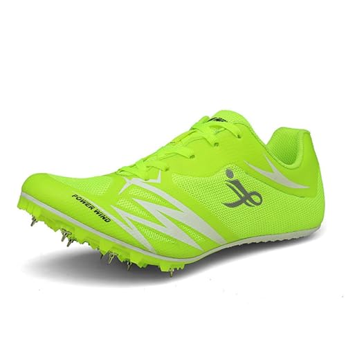 GiMLy Leichtathletik-Spikes-Schuhe Für Herren Und Damen, Atmungsaktive Mesh-Leichtathletik-Sneaker Für Jungen Und Mädchen, Sprint-Rennsport-Leichtathletikschuh,Grün,4.5UK von GiMLy