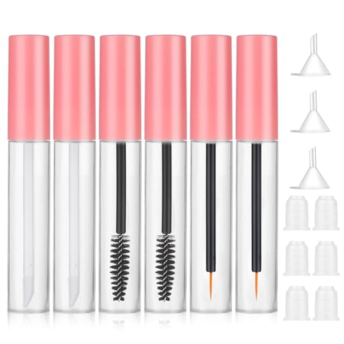 Giantree 6 Stück 10 ml Leere Mascara Flasche, Leere Tuben Lip Gloss Tubes, Wiederverwendbar Lipgloss Behälter Eyeliner Container Tube für DIY Wimperncreme Mascara Lipgloss Kosmetik(rosa) von Giantree