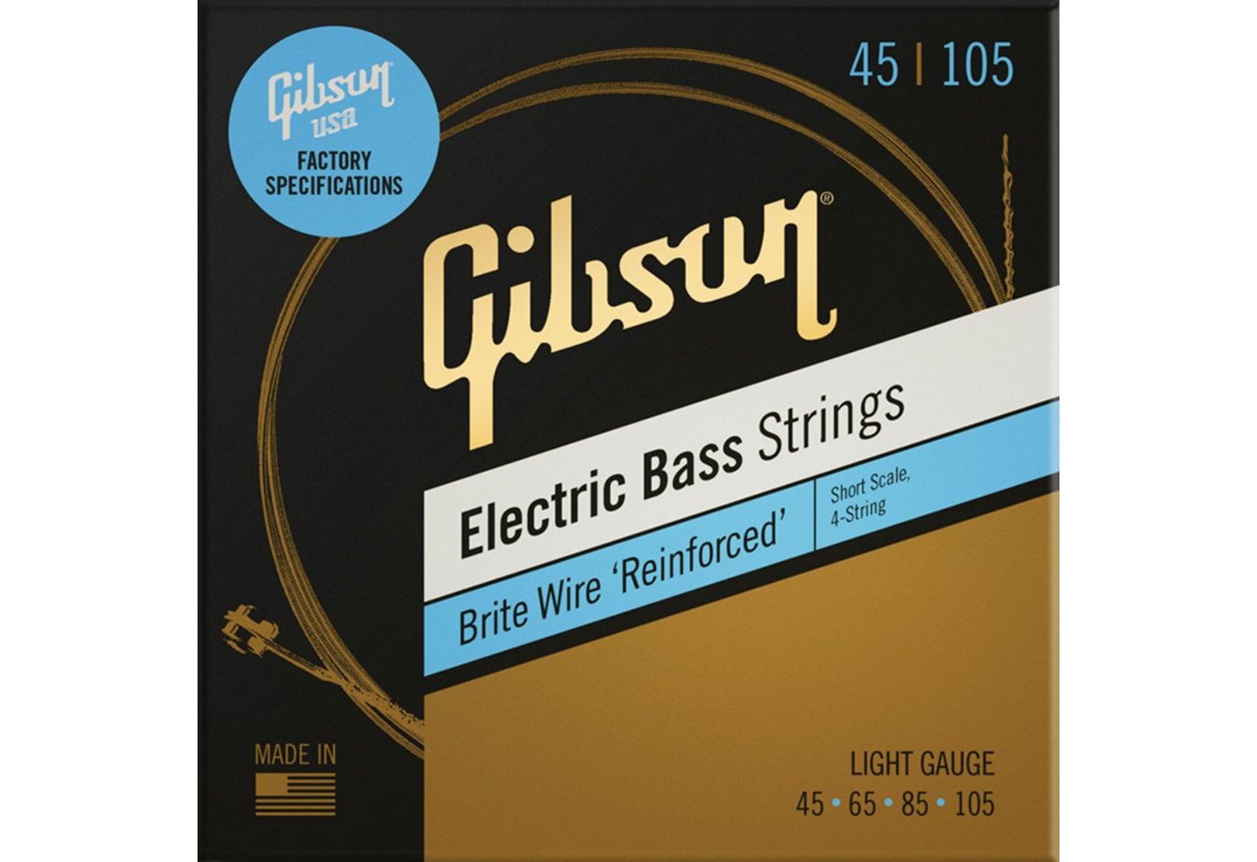 Gibson Saiten, Brite Wire Electric Bass Strings Short Scale Light Gauge - Gibson Saiten, Brite Wire Electric Bass Strings Short Scale Light Gauge - von Gibson