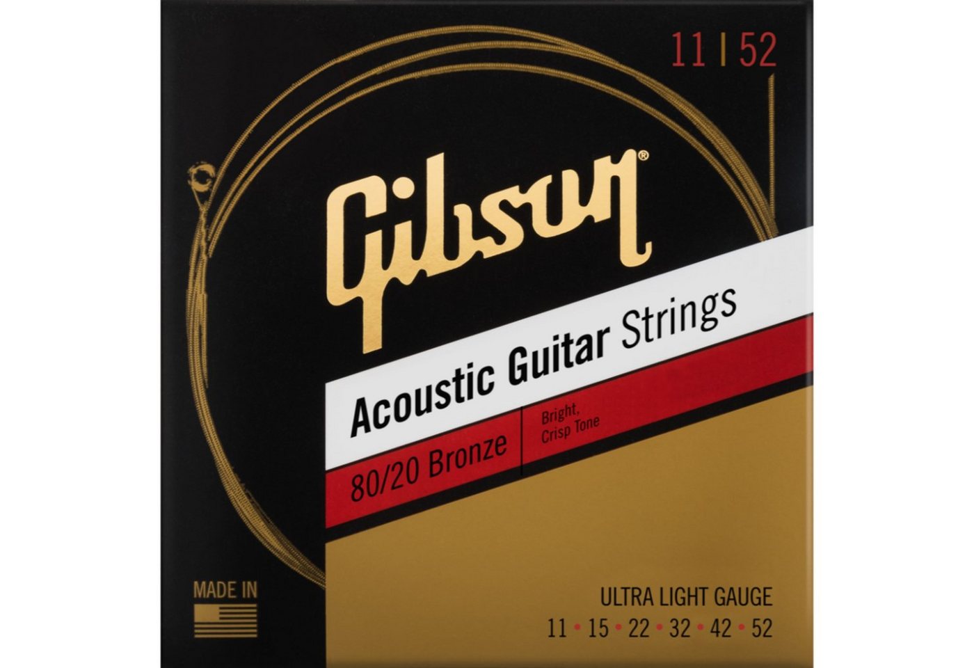 Gibson Saiten, SAG-BRW11 Acoustic Ultra-Light 11-52 - Westerngitarrensaiten von Gibson