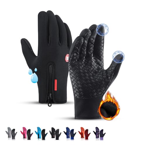 Thermo Handschuhe Herren Frostfit, Frostfit - Thermo Handschuhe, frostfit Handschuhe, Unisex Windproof Waterproof Touchscreen Winter Gloves, for Snow, Skiing, Running, Cycling (Schwarz, S) von Gienslru