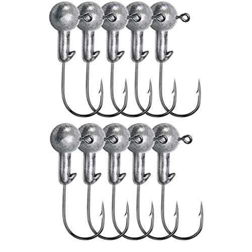 10 Stück Bleikopf Jig Haken, 1G/2G/3,5G/5G/6G/7G/9G Round Ball Soft Lure Fishing Bait Hook for Freshwater Salzwasser Fishing Jig Hooks for Barsch (1G) von Gierzijia