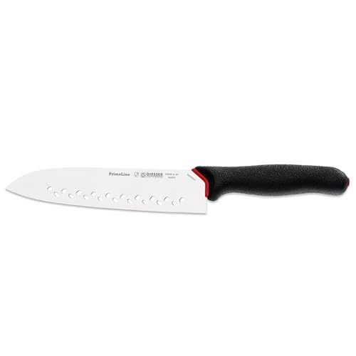 Giesser seit 1776 - Made in Germany - Santoku Mano 19 cm PrimeLine Asia, schwarz, spülmaschinenfest, scharfes Japanisches Kochmesser rutschfest, rostfrei von Giesser