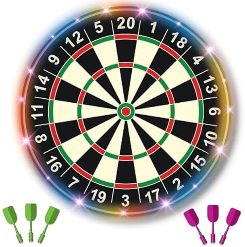 Magnetic Dart Board with 6 Magnetic Darts, LED Light-Up Dart Set - Indoor & Outdoor Family Game for Kids & Adults, Safe & Fun Target Game for Home, Parties, and Garden Games by Gift IDEE von Giftidee