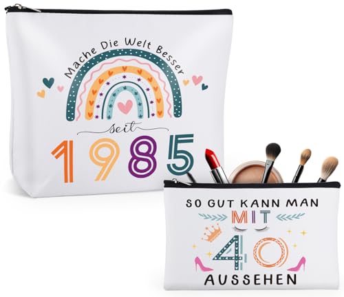 Giftota 2025 Originelle Geschenke zum 40 Geburtstag Frau, 2 Stück Kulturbeutel wasserdichte Kosmetiktasche für Frauen zum 40. Geburtstag, 40 Geburtstag Frau Make-Up-Tasche Giftota 2025 Originelle Geschenke zum 40 Geburtstag Frau, 2 Stück Kulturbeutel wasserdichte Kosmetiktasche für Frauen zum 40. Geburtstag, 40 Geburtstag Frau Make-Up-Tasche von Giftota