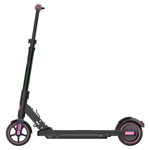 Elektroscooter, 6,5'' Faltbarer E Scooter für Kinder 6-12 Jahren, bis zu 15 km/h & 8 km, LED Display, Bunte Leuchten, Leichter Elektroroller Kinder • Pink von GigaBlue