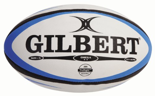 Gilbert Herren Rugbyball Omega Match Mehrfarbig blau/schwarz Size 4 von Gilbert