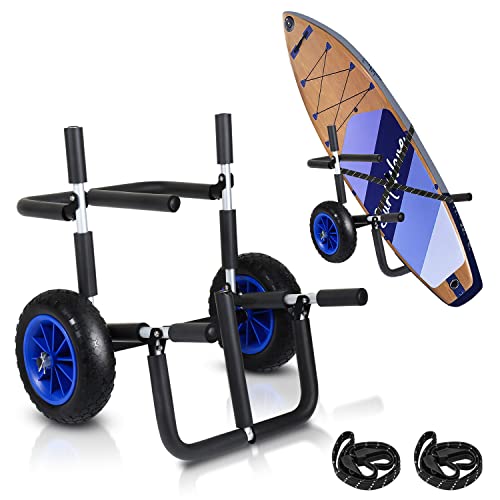 Gimisgu Surfboard Transport Trolley for SUP Board Stand Up Paddle, Foldable and Padded, 59X42X54cm, Aluminium Frame, Includes 2 Tie Down Straps Grün von Gimisgu