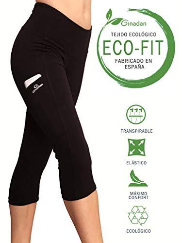 Ginadan Eco-Fit Pocket, umweltfreundlich, mit Tasche für Damen L Schwarz von Ginadan