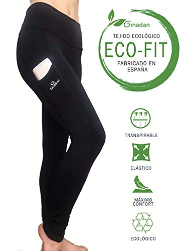 Ginadan Eco-Fit Pocket, umweltfreundliche Leggings mit Tasche für Damen S Schwarz von Ginadan