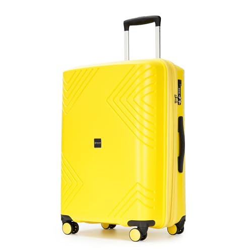 GinzaTravel Gepäck, Hardside, erweiterbar, Gepäck-Set, großer Koffer mit Rollen, TSA-Schloss, gelb, Large Suitcase 28inch, Modern von GinzaTravel