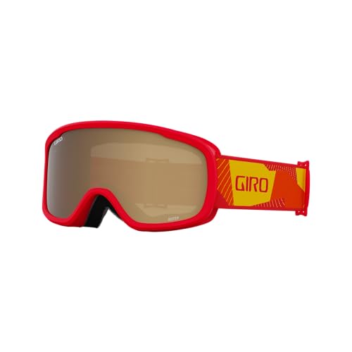 Giro Buster Jugend Skibrille - Snowboardbrille für Kinder, Jungen und Mädchen - Red Geo Camo Strap mit Amber Rose Lens von Giro