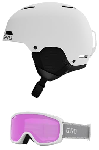 Giro Ledge Combo PackSki Helm, Snowboardhelm mit passender Brille, Mattweiß/Weißgrau, Chute, M (55,5–59 cm) von Giro