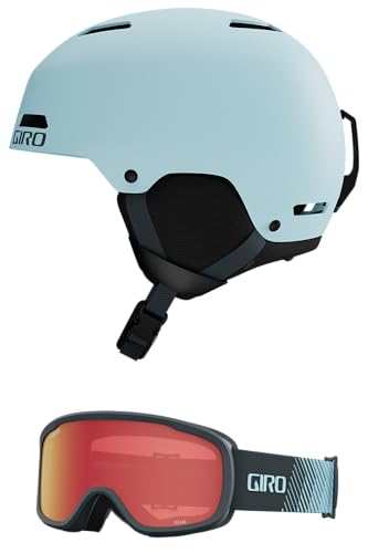 Giro Ledge Combo PackSki Helm, Snowboardhelm mit passender Brille, matt, helles Mineral/Light Streaker, L (59–62,5 cm) von Giro