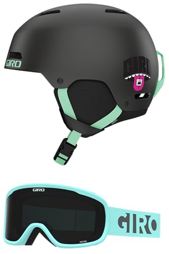 Giro Ledge Kombi-Pack Skihelm, Snowboardhelm mit passender Brille, Mattschwarz, Split Fountain Mountain M (55,5–59 cm) von Giro