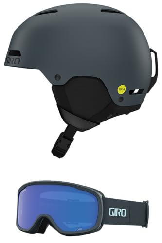 Giro Ledge MIPS Combo Pack Skihelm, Snowboardhelm mit passender Brille, matt, Dark Shark/Cruz Shark Cobalt, M (55,5–59 cm) von Giro