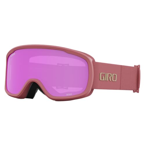 Giro Moxie Skibrille - Snowboardbrille für Damen und Jugendliche - Puderrosa Drittelriemen mit gelben Bernsteingläsern von Giro