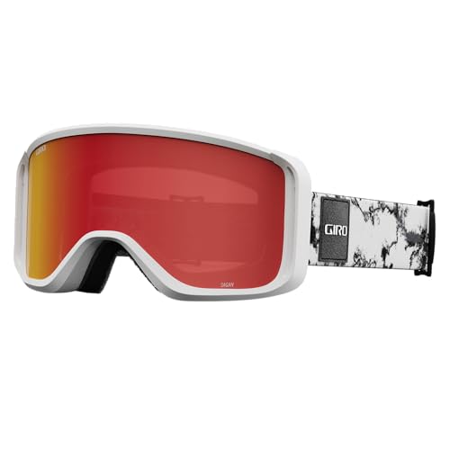 Giro Sagen Skibrille - Snowboardbrille für Herren, Damen und Jugend - Dark Matter/White Strap mit Amber Scarlet/Yellow Gläsern von Giro