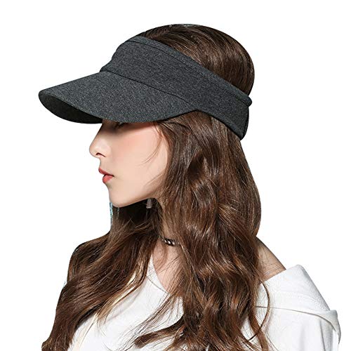 Gisdanchz Visor Sonnenmütze Damen Sonnenschutz Kopf Damen Tennis Cap Damen Damen Kappe Cap Damen Damen Sommerhut Sommer Hut Damen Schweißband Kopf Dunkelgrau von Gisdanchz