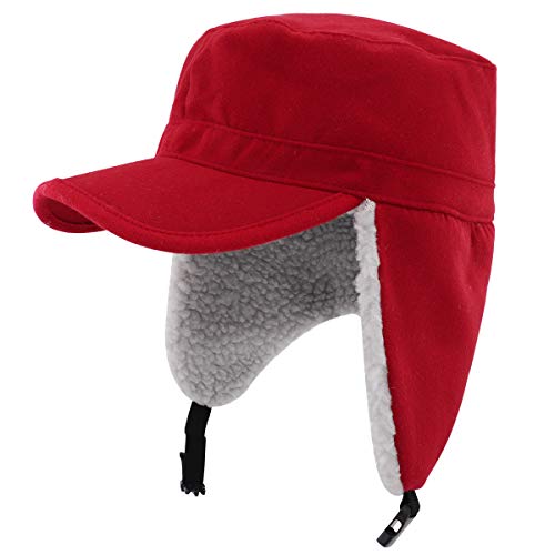 Gisdanchz Winter Basecap Mütze mit Ohrenklappen Herren Trappermütze Männer Fleece Cappy Frauen Wintermütze Baseballcap Russische Mütze Damen Russen Fliegermütze Ushanka Schirmmütze Burgund von Gisdanchz