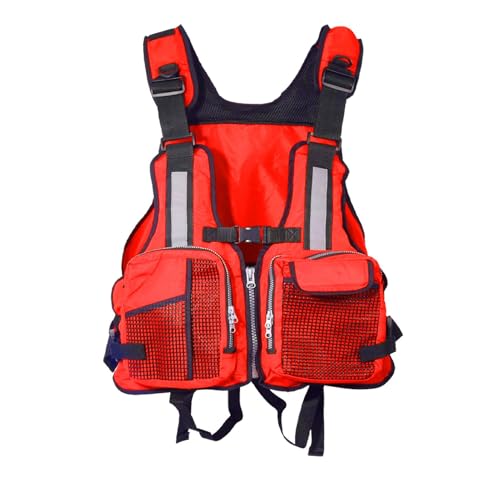 Paddle Board Life Vest, Fishing Life Vest, Kayak, Fishing Floatation Jacket, Adjustable High Buoyancy Life Vest, Multifunctional Life Vest for Paddle Boarding, 50x42cm Orange and Red von Gitekain