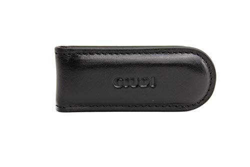 GIUDI ® Geldklammer mit Magnet Leder Klein Echtleder Rindsleder (Schwarz) von Giudi