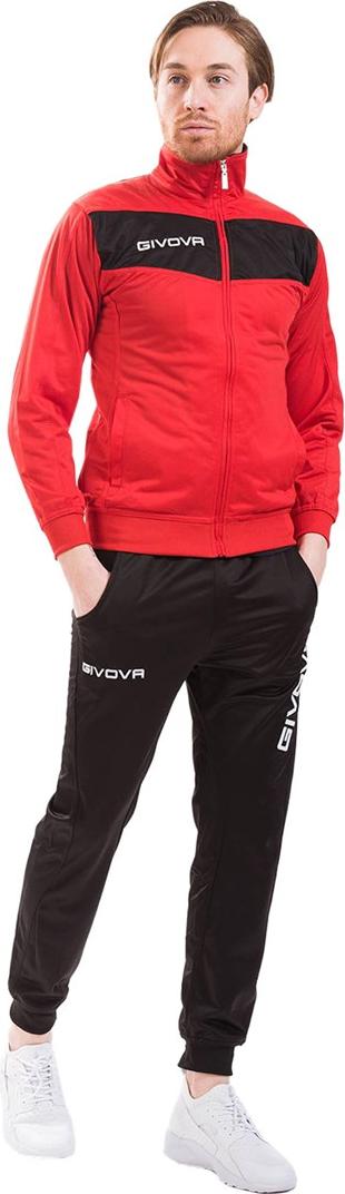 Givova, Herren, Laufjacke, Tuta Visa Triacetato Trainingsanzug Rot-Schwarz TR018 1210 2XL (XXL), Rot, XXL von Givova