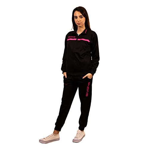 Givova Herren Givova Eins Full Zip Trainingsanzug, schwarz/fuxia, M EU von Givova