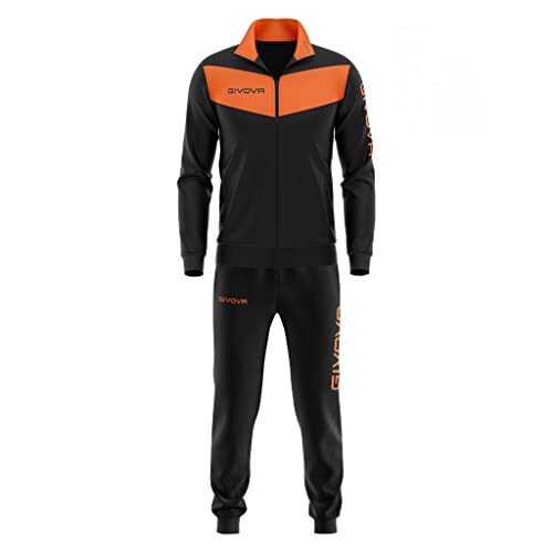 Givova TR018 Herren Visa Trainingsanzug, Mehrfarbig (schwarz/orange fluo), XL von Givova