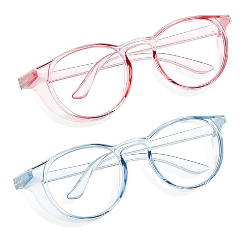 Gjinxi Schutzbrille Anti-Beschlag-Schutzbrille, 2er Pack Schutzbrillen Anti-Staub-Schutzbrillen für Frauen und Männer (Pink+Blau) von Gjinxi