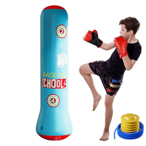 GjnjfdF Aufblasbares Boxspielzeug, aufblasbarer Boxsack - Boxsack,Lustiger Bounce-Back-Boxsack, Boxsack mit Pumpe für Kraftübungen für Kinder von GjnjfdF