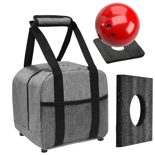 GjnjfdF Bowlingtasche für einen einzelnen Ball,Einzelne Tasche - -Tragetasche mit gepolstertem Ballhalter | Tragetasche mit Netztasche, Bowling-Zubehör, kompakt und stilvoll, langlebig von GjnjfdF