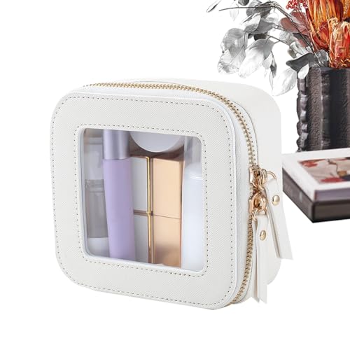 GjnjfdF Klare Make-up-Taschen, wasserdichte Make-up-Tasche | Transparente Make-up-Tasche aus PU-Leder - Leichte Aufbewahrungstasche mit Reißverschluss, modische Make-up-Tasche für die Arbeit auf von GjnjfdF