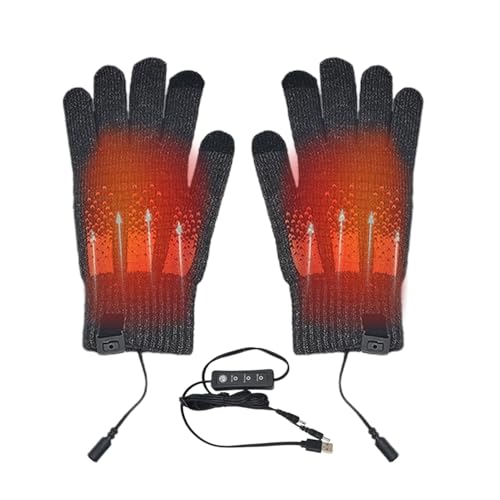 GkgWuxf Elektrisch beheizte Handschuhe – USB Winter warme Fahrradhandschuhe, abnehmbare 3 Heizstufen, Winter Thermo-Touchscreen-Handschuhe zum Fahren, Wandern, Schnee, Arbeit, Männer und Frauen von GkgWuxf