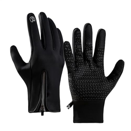 GkgWuxf Skihandschuhe Damen,Laufhandschuhe | Winddichte Motorrad-Thermohandschuhe,Isolierte Handschuhe mit Reißverschluss, Winterzubehör für Outdoor-Aktivitäten von GkgWuxf