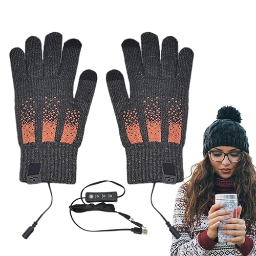 Gkumgwo Beheizte Handschuhe für Damen, elektrische Handschuhe,USB elektrisch beheizte Angelhandschuhe | 3 Temperaturstufen beheizte Snowboard-Handschuhe, abnehmbare Touchscreen-Schneehandschuhe für von Gkumgwo