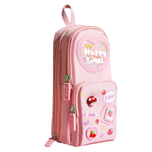 Gkumgwo Federmäppchen, Stehendes Federmäppchen, Rucksack mit hoher Kapazität, tragbares Federmäppchen mit einfachem Griff, geeignet für Mädchen, Cherry Girl, Refer to description, Unisex von Gkumgwo