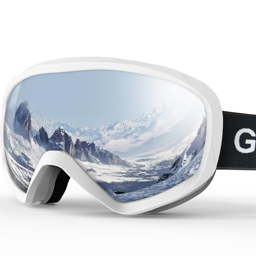 GlaRid Snowboard Skibrille für Herren Damen Jugend Anti Beschlag über der Brille Winter Schneebrille mit sphärischer abnehmbarer Scheibe (Weiẞ) von GlaRid