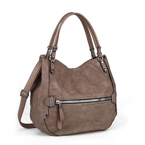 Gladdon Borsa hobo da donna, borsa a tracolla da donna, con manico superiore, stile vintage, borsa a tracolla in morbida pelle, Fango, Large Gladdon Borsa hobo da donna, borsa a tracolla da donna, con manico superiore, stile vintage, borsa a tracolla in morbida pelle, Fango, Large von Gladdon